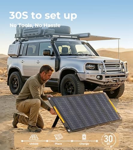 Lipower 200W Portable Solar Panel for Power Station, IP68 Waterproof, 25% High Efficiency ETFE Monocrystalline, Adjustable Kickstands, 200Watt Foldable Solar Charger for Generator,RV,Camping,Off Grid - Thumbnail 4