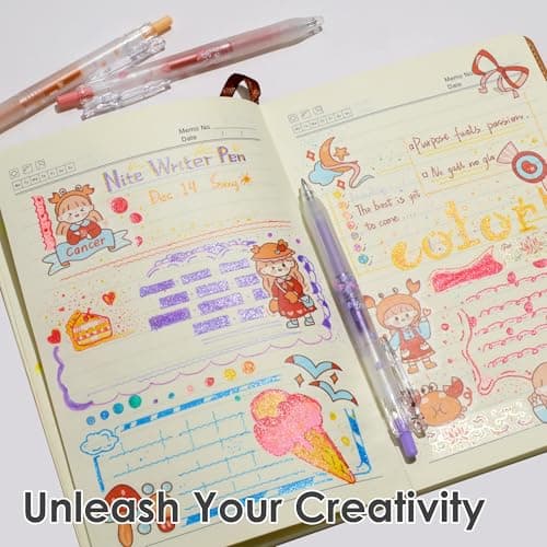 HANKU Glitter Gel Pens, 16-Color Cute Glitter Pens for Girls and Adult Coloring, Journaling, Scrapbooking, Drawing, DIY Crafts, 0.7mm Retractable Sparkle Pen with Comfort Grip, School & Art Supplies - Thumbnail 4