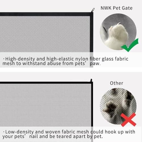 NWK Pack of 2 Magic Dog Gate for Stairs Pet Gate for The House Providing a Safe Enclosure for Pets to Play and Rest, 6 Hooks Design (2, 38'' X 30'') - Thumbnail 5