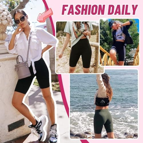 CAMPSNAIL 4 Pack Biker Shorts Women with Pockets – 5"/8" High Waist Tummy Control Workout Gym Yoga Running Compression Shorts - Thumbnail 2