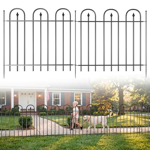BOWDIMS Garden Fence Animal Barrier - 10 Panels, 24 in(H) x 24 ft(L) No Dig Garden Fence, Arched Decorative Garden Fence Border with Ground Stakes, Rustproof Metal Fencing for Yard Patio Dog Rabbit - Image 1