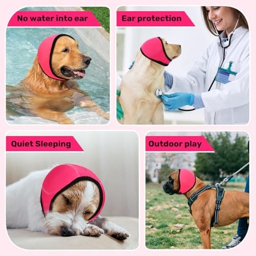 Dog Ear Muffs Noise Protection, Wraps Cover for Dogs Bath Grooming, Adjustable Dog Calming Hoodie Hematoma Anxiety Firework Thunder,Waterproof Dogs Shower Cap Drying Swimming Bathing (MP) - Thumbnail 4