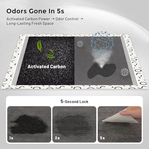 ZOMISIA Charcoal Puppy Pee Pads for Dogs, 22"x22" 100 Counts + 2 Extra Health Monitoring Pads - Disposable Dog Potty Training Pads, Odor-Control, Super Absorbent & Leak-Proof - Thumbnail 3