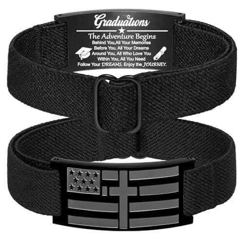 GLEZZA Graduation Gifts for Him Son Boyfriend,American Flag Cross Bible Verse Bracelet Christmas Birthday Christian Fathers Day Jewelry Gifts,Adjustable Size - Image 1