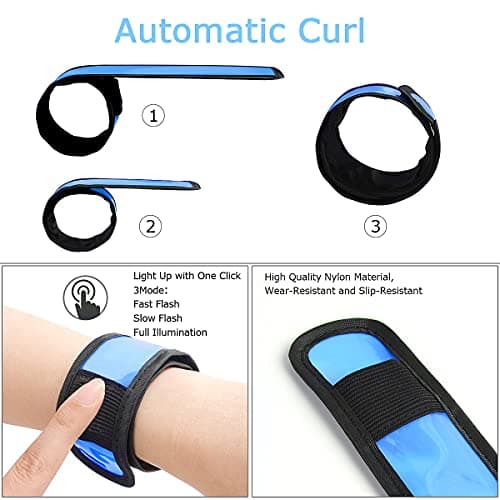 esonstyle 6 PCS Blue LED Light Up Band Slap Bracelets, Night Safety Wrist Band for Cycling Walking Running Concert Camping Outdoor Sports - Thumbnail 4