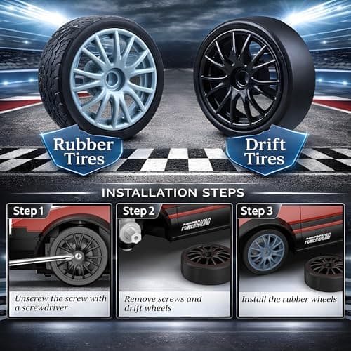 Remote Control Car RC Drift 2.4GHz 1:24 Scale 4WD 15KM/H High Speed Model Vehicle with LED Lights Drifting Tire Racing Sport Toy for Adults Boys Girls Kids Gift 2Pcs Rechargeable Batteries - Thumbnail 6