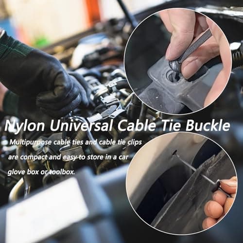 100PCS Upgraded Universal Cable Tie Buckle Dual-Side Insert Self-Locking Nylon Cable Zip Ties with Pin & Button Plastic Heavy-Duty Zip Tie UV Resistant Automotive Zipper Clips for Cars Daily Fixing - Thumbnail 4