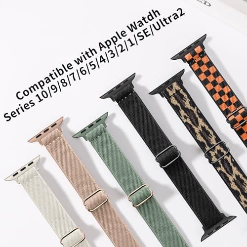 6 Pack Slim Stretchy Bands Compatible with Apple Watch Band 40mm 41mm 42mm 38mm 44mm 45mm 46mm 49mm Women Men, Soft Fashion Nylon Braided Elastic Strap for iWatch Series 11 10 SE 9 8 7 6 5 4 3 2 1 Ultra 2 (6color-02, 38MM/40MM/41MM/42MM(Series 11 10)) - Thumbnail 4