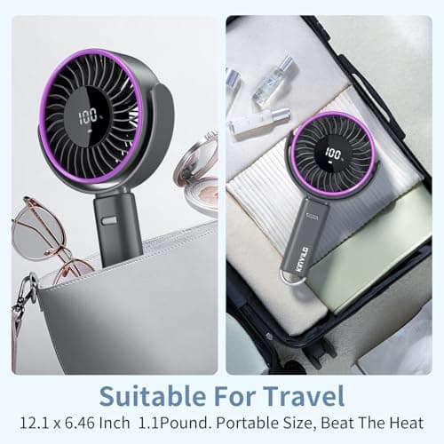 KinYiLO Ultra Large Handheld Fan, 6 Inch Strong Airflow Portable Hand Fan, 6000mAh Battery Personal Fan with 100 Speed, 5-30 Hours Working Time, 135° Foldable for Travel Camping Hiking Outdoor (Grey) - Thumbnail 5