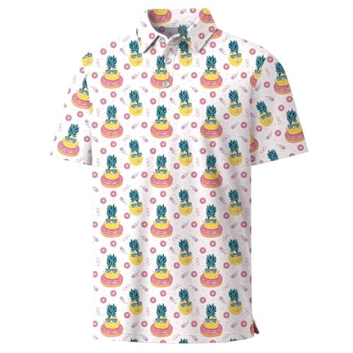 Rioofinx Boys Performance Polo Shirt Pineapple Hawaiian Golf Clothes Short Sleeve Breathable Summer Shirts BL01 11-12T - Image 1