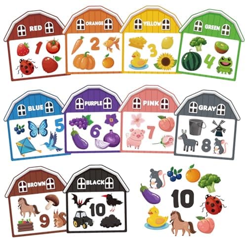 10Pcs Magnetic Color Sorting Toys 60 Toddler Magnets for Refrigerator, Cute Farm Animal Fridge Magnets for Early Education Toddler Color Sorting Learning Activities Boys Girls Gifts - Image 1