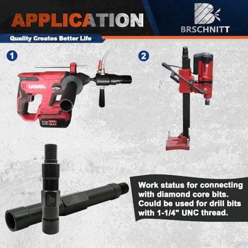 BRSCHNITT Core Drill Bit Extension 6",Diamond Core Drill Bits Extension 1-1/4" - 7 UNC Thread for Use with Core Drill Bit for Drilling Concrete, Reinforced. - Thumbnail 2