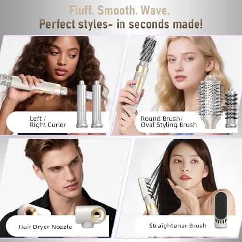 6 in 1 Hot Air Brush & Hair Dryer–High-Speed Hair Dryer Brush with Auto Wrap Curlers, Hot Air Styler Wrap Fast Drying & Frizz-Free Styling, No Heat Damage, Volumizing with Travel Bag - Thumbnail 4
