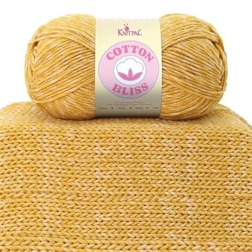 Cotton Bliss Soft Cotton Blend Yarn for Crocheting, 4-Pack (640Yds / 400G), Free Patterns, Beginners Friendly - #4 Medium Worsted Weight Yarn for Baby Blanket - Golden Amber - Image 1