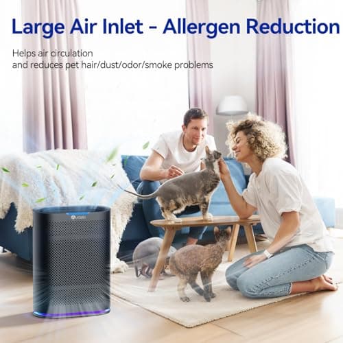 Air Purifiers for Home Large Room Cover 2,100 Ft²,Home Air Purifier with Air Quality Monitor & Aromatherapy,Auto H13 Air Purifier Removes Pets Hair Dust Smoke Odor,with 7 Colors Light(Black) - Thumbnail 2