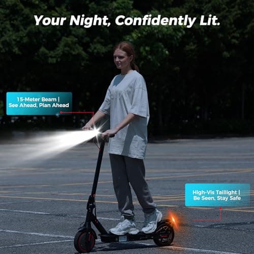 iScooter Electric Scooter 2025, 18Miles Max Range, 19 Mph Top Speed, Foldable Scooter Electric with 8.5‘’ Solid Tire, Smart APP, Double Braking Systems for Adults, Teenage - i9 - Thumbnail 5