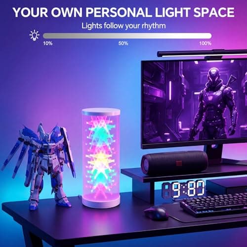 WORLD WIN Prism Glow RGB Table Lamp - Smart Color Changing Night Light for Bedroom, Living Room & Gaming Setup, 16 Million DIY Colors, App Control Lamp for Home Desk Decor (Christmas Tree, White) - Thumbnail 5
