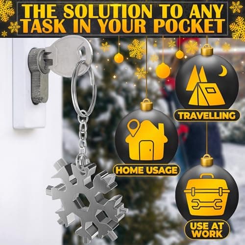 18 in 1 Snowflake Multi Tool Set of 3 – Compact and Portable Stainless Steel Snowflake Multitool Keychain Screwdriver | Keychain Bottle Opener for Men | Universal Use for Travel, Home and Work - Thumbnail 6
