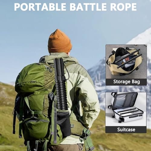 Upgrade Weighted Ropeless Battle Ropes, 2PCS Heavy Duty Portable Cordless Battle Ropes for Home Gym, Workout Exercise Rope for Strength Building, HIIT and Low-Impact Aerobic Training for Men & Women - Thumbnail 4