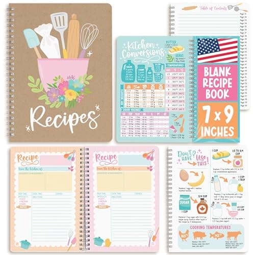 Hadley Designs Blank Recipe Book to Write in Your Own Recipes - Spiral Recipe Notebook, Cookbook Blank Journal, Make your Own Cookbook, Recipes Notebooks to Write in, Graduation Gifts 2026