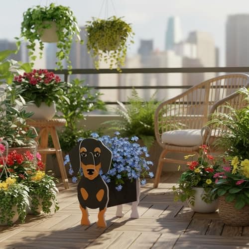strolfay Dachshund Dog Planter, Cute Animal Shaped Plant Pot, Dog Flower Pot, Spring Planter Gifts for Women & Pet Lovers, Indoor Outdoor Garden Home Office Decor, 9.45 x 7.5 x 13.39 Inches - Thumbnail 6