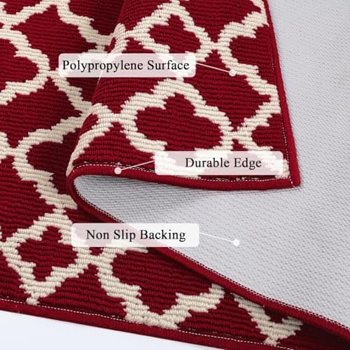 U'Artlines Runner Rug for Hallway 2×6feet Non Slip Kitchen Floor Carpet Runners Red Geometric Pattern Washable Area Rug for Entryway Bathroom - Thumbnail 3