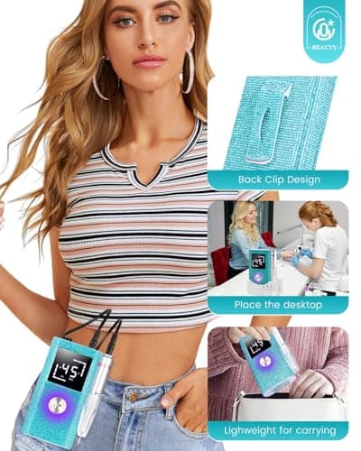 CozyZen Cordless Electric Nail Drill, 45000 RPM Rechargeable Diamond E-File, Portable & Low Noise for Acrylic/Gel Nails, Manicure & Pedicure - Professional & Home Use - Thumbnail 6