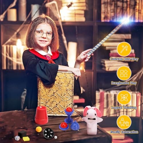 Skirfy Magic Tricks-Magic Kit for Kids Age 6-8,Magic Set with Magician Costume,Magic Wand, for Kids Boys Girls Ages 6 7 8 9 10 11 12 - Thumbnail 3