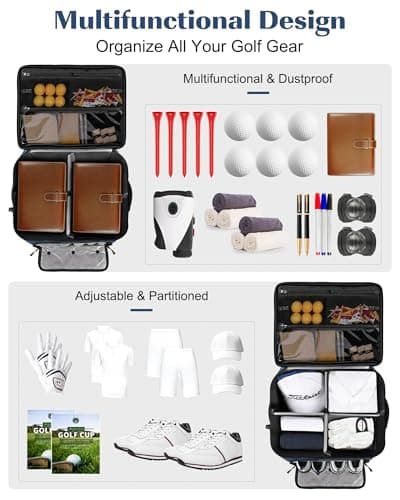 BAIXIXIG Golf Trunk Organizer, 2-Layer Storage with Shoe Pocket, Storage for Golf Accessories, Gifts for Golfers, Blue - Thumbnail 2