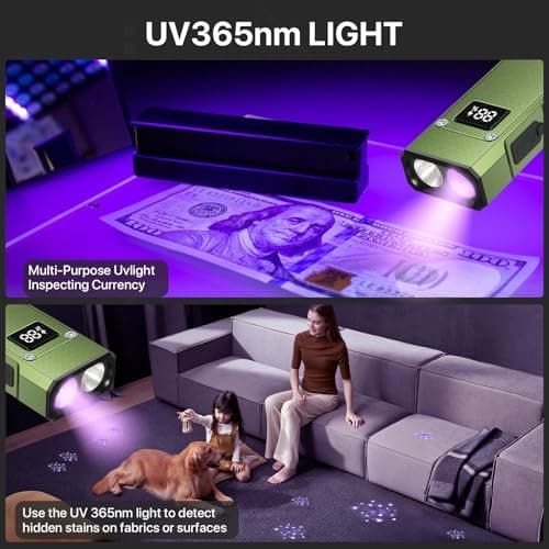 Glavoya EDC Flashlight Rechargeable,1200 Lumens Ultra Bright Flat Flashlight with 9 Modes, Portable Pocket Flash Lights with UV Light,Magnetic Flash Light for Working - Thumbnail 6