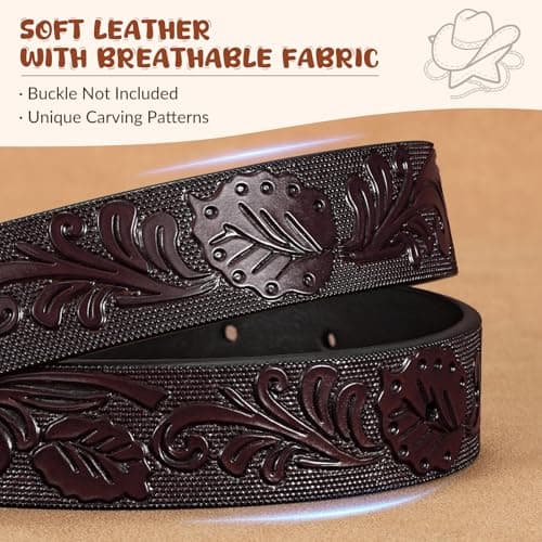 BELTROAD Western Belt Strap for Kids Boys Girls Toddler Genuine Leather Belt Cowgirl Cowboy Kids Western Belts for Jeans Gift - Thumbnail 5