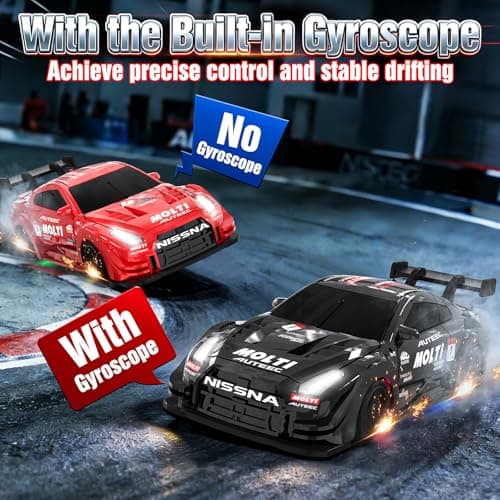 EversaleT 1/43 Mini RC Drift Car with Gyro, 2.4GHz Full Proportional RC Car, 20KM/H Professional High Speed Remote Control Car with Lights, Desktop Drift Car Racing Toy Gifts to Adults Kids Boys - Thumbnail 3