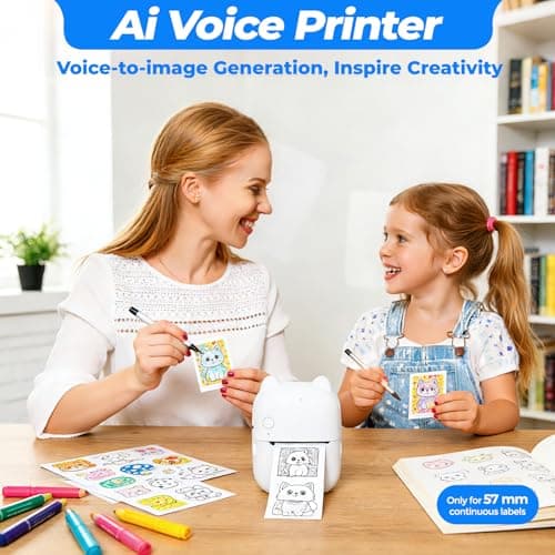 AI Voice Sticker Maker, Mini Bluetooth Thermal Printer for Journaling&Office&Study, Inkless Portable Sticker Printer, Smart Voice-to-Image Generation Printer for Scrapbooking&DIY, iphone & Android - Thumbnail 6