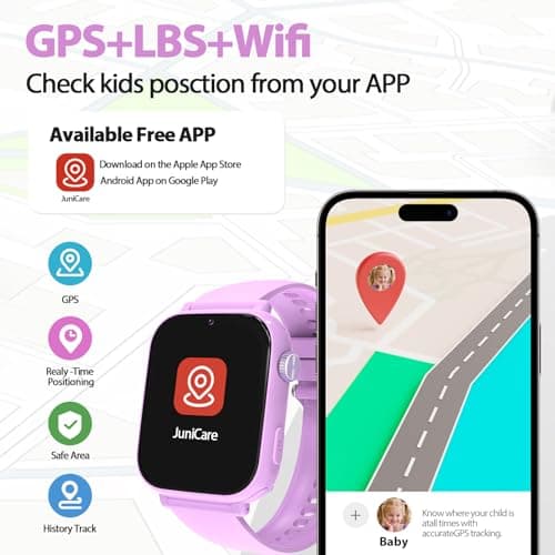 AXYWINBO Kids smart Watches for Girls Boys 4g GPS Call Text-Smart Watch for Kids Game Camera Pedometer Alarm Clock Calculator-Kid Watches for Girls Boys 4-12 Age Gifts Purple - Thumbnail 3