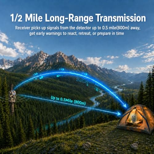Camping Radar Security Alarm,Wireless Perimeter Alarm,Rechargeable Motion Sensor Trip Alarm,1/2 Mile Range,Waterproof System for Outdoor Security&Survival Gear-Updated Version(Desert Camo) - Thumbnail 3