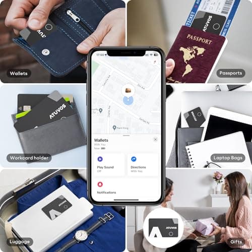 ATUVOS Blueooth Tracker Slim, Smart Air-Tag Wallet Card Ultra Thin 2 Packs Compatible with Apple Find My App (iOS Only), Item Locator for Luggage, Keys, Passport, Bags, IP67 Waterproof - Thumbnail 6