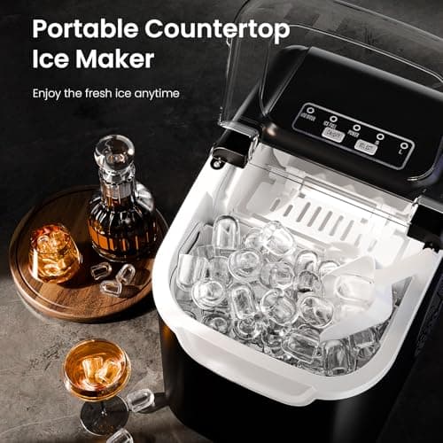Antarctic Star Pro-Grade Countertop Ice Maker, 9 Cubes in 6 Mins, 26lbs/Day, Self-Cleaning, Ultra-Quiet for Home Bar, Kitchen, Office & Entertaining - Thumbnail 2