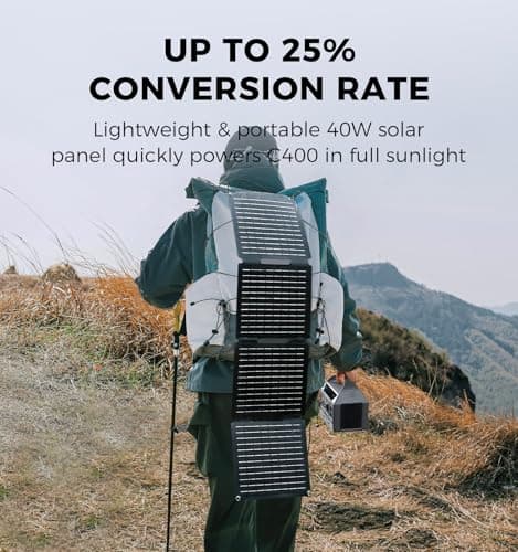 UDPOWER C400 Portable Power Station with 40W Solar Panel,256Wh LiFePO4 Battery Backup,400W AC Output (800W Surge),Solar Generator for Camping,RV,Emergency Power - Thumbnail 4