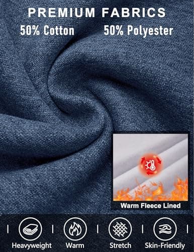 3rd hill Men's Fleece Cargo Sweatpants Loose Fit Cotton Joggers with 5 Pockets Open Bottom for Gym Hiking Casual Wear Navy Blue S - Thumbnail 5