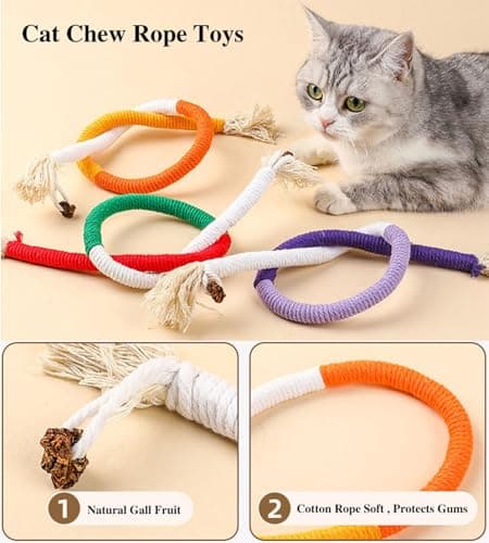 FKKWUOT Cat Chew Rope Toy,Catnip Saury Fish Toys,Cats Interactive Toys for Teeth Cleaning,5Pcs Cat Toys for Indoor Cats with Refillable Natural Catnip（5Pcs Cat Toys） - Thumbnail 2
