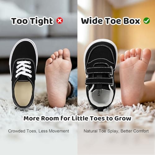 STQ KIDS Boys Toddler Boy School Sneakers Wide Toe Zero Drop Walking Comfort Shoes Black White Toddler 5 - Thumbnail 4
