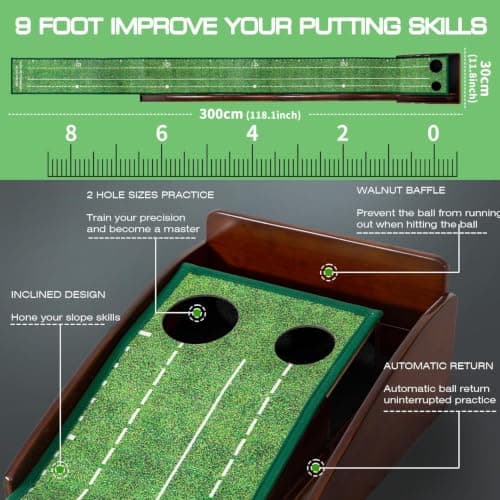 Golf Putting Mat Putting Green for Indoor Golf Putting Mat - Outdoor Putting Green with Ball Return 2.5in & 3.5in Holes, Putting matt for Golf Practice,Portable Easy to Clean,Great Golf Gifts. - Thumbnail 4