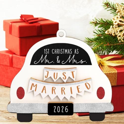 First Christmas Married Ornament 2026, Our First Christmas As Mr and Mrs Christmas Ornament - Bridal Shower Gift, Marriage Gifts, Wedding Gifts for Couples, Gift for Newlyweds - Thumbnail 6