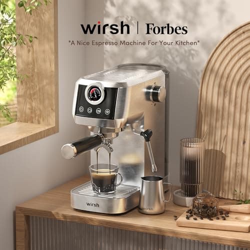 wirsh Espresso Machine,20 Bar Semi-Automatic Espresso Maker with Milk Frother Steamer&Touch Screen,Compact Stainless Steel Expresso Machine for Latte & Cappuccino,42oz Tank,UPGRADE - Thumbnail 5