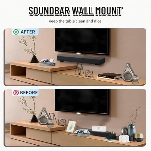 Kiiocwev Soundbar Wall Mount Bracket -Universal Soundbar Mount&Soundbar Shelf for Samsung,Bose,Vizio,LG,Sony,JBL and More,Hold up to 66LBS,Depth Adjustable 4.09”-7.28”,All-Metal Sturdy Design - Thumbnail 6
