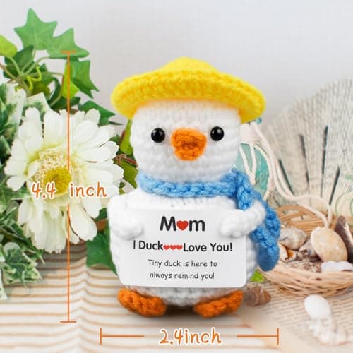 FilmHOO Mothers Day Birthday Gifts for Mom from Daughter Son Stocking Stuffers for Women I Duck Love You Mom Handmade Crochet Funny Cool Cute Small Duck - Thumbnail 4