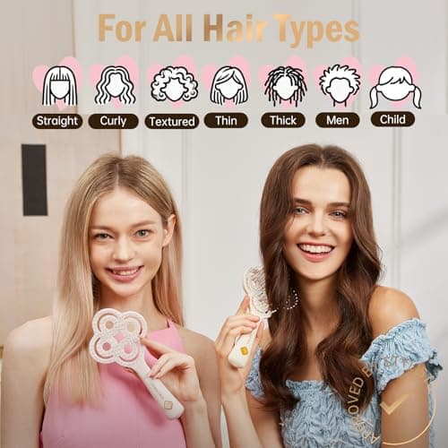 Simetra Detangler Hair Brush for Woman and Men, Original Detangling Brush for Curly Hair/Fine &Thick/Wet & Dry Hair, Flexible Bristles Hairbrush - Natural Crystal Inlay & 14K Gold Plating - Thumbnail 4