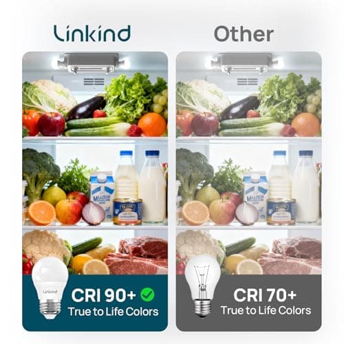 Linkind Led Refrigerator Light Bulbs, A15 Fridge Light Bulbs 40 Watts Equivalent Waterproof, 600LM Appliance Light Bulb 120V Non-dimmable 5W LED Bulbs for Freezer, E26 Base, Daylight 5000K, 3 Pack - Thumbnail 3