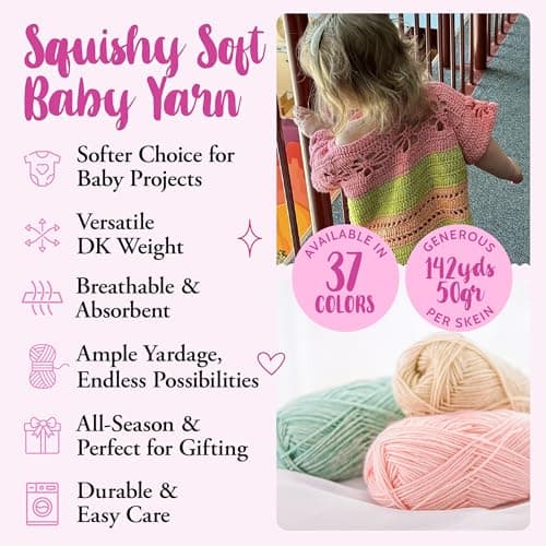 Cotton to The Core Cotton Yarn for Crocheting, 6-Pack (852 Yds / 300G), Free Patterns, Beginners Friendly - Soft Baby Yarn for Knitting - 3 DK Light Worsted Weight - Orange Creamsicle - Thumbnail 2