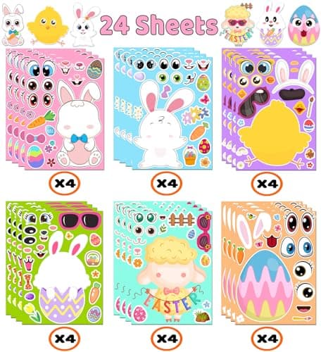 Easter Stickers - DIY Happy Easter Egg Bunny Sticker for Kids, Easter Crafts Stickers Kids Game Toys Gift Party Favor Supplies(24 Sheets) - Thumbnail 2